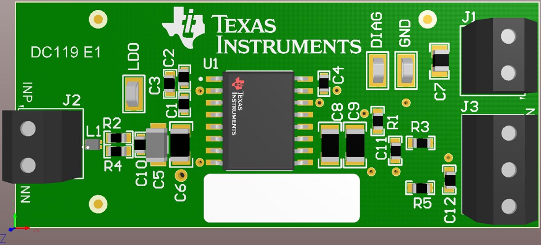 Mechanical Drawing - Texas Instruments AMC3306EVM/AMC3336EVM Amplifier Evaluation Modules