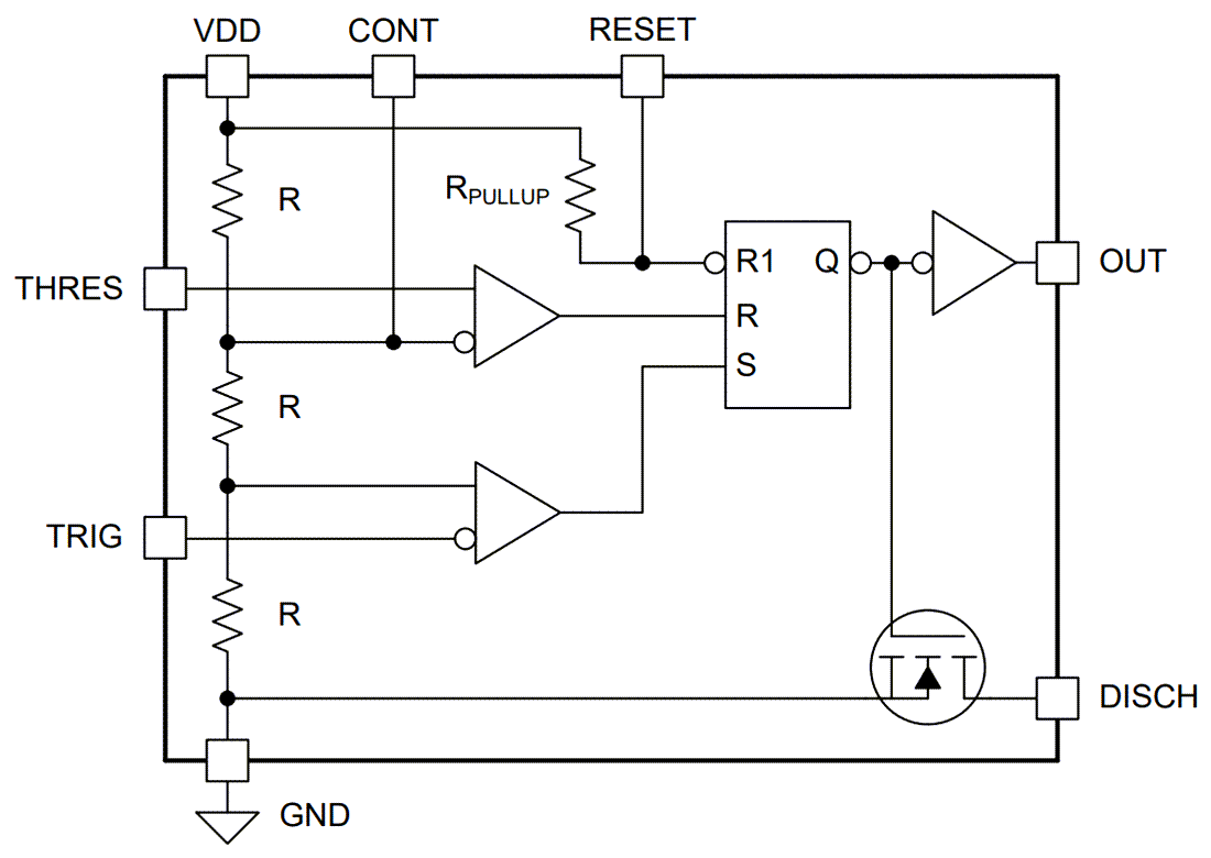 Schematic - Texas Instruments TLC3555-Q1 High-Speed CMOS Timer Schematic - Texas Instruments TLC3555-Q1 High-Speed CMOS Timer
